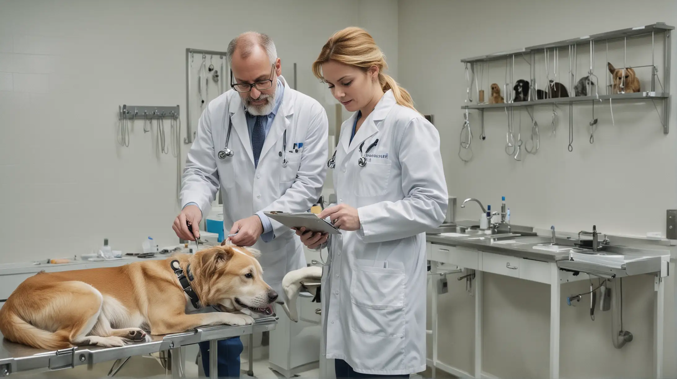 Veterinarians Examining Dogs in Clinic Setting
