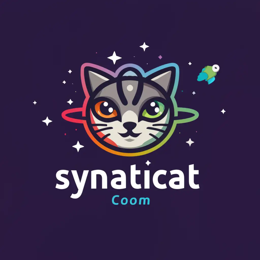 a logo design,with the text 'symaticat.com', main symbol:cute cat wearing a space helmet,Moderate, be used in Technology industry, clear background