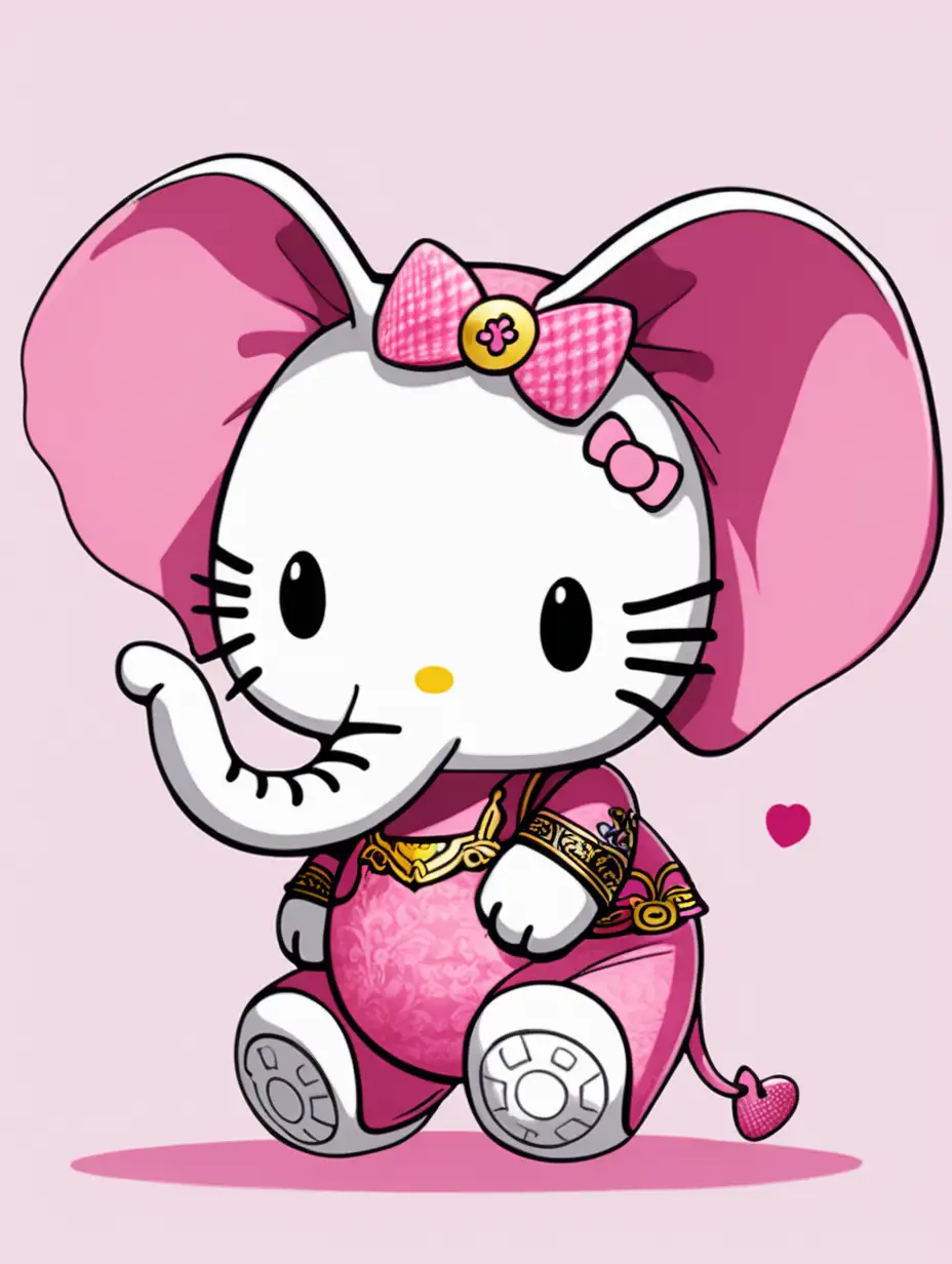 Adorable Hello KittyInspired Elephant Illustration