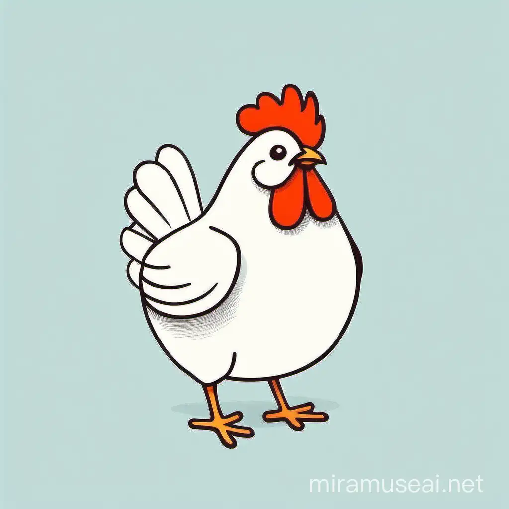 HandDrawn Cute Cooked Chicken Minimalist Illustration on White Background