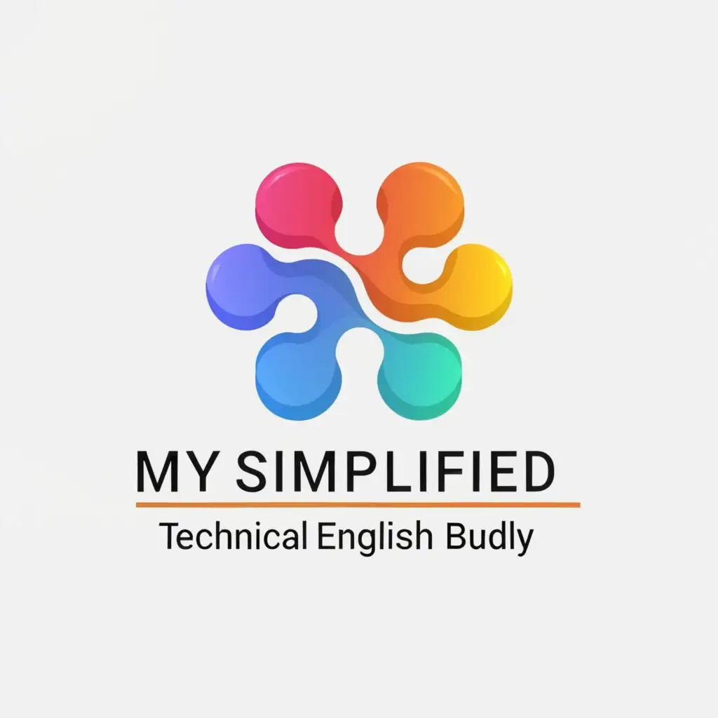 a logo design,with the text "my simplified technical english  buddy", main symbol:puzzle pieces,Minimalistic,clear background