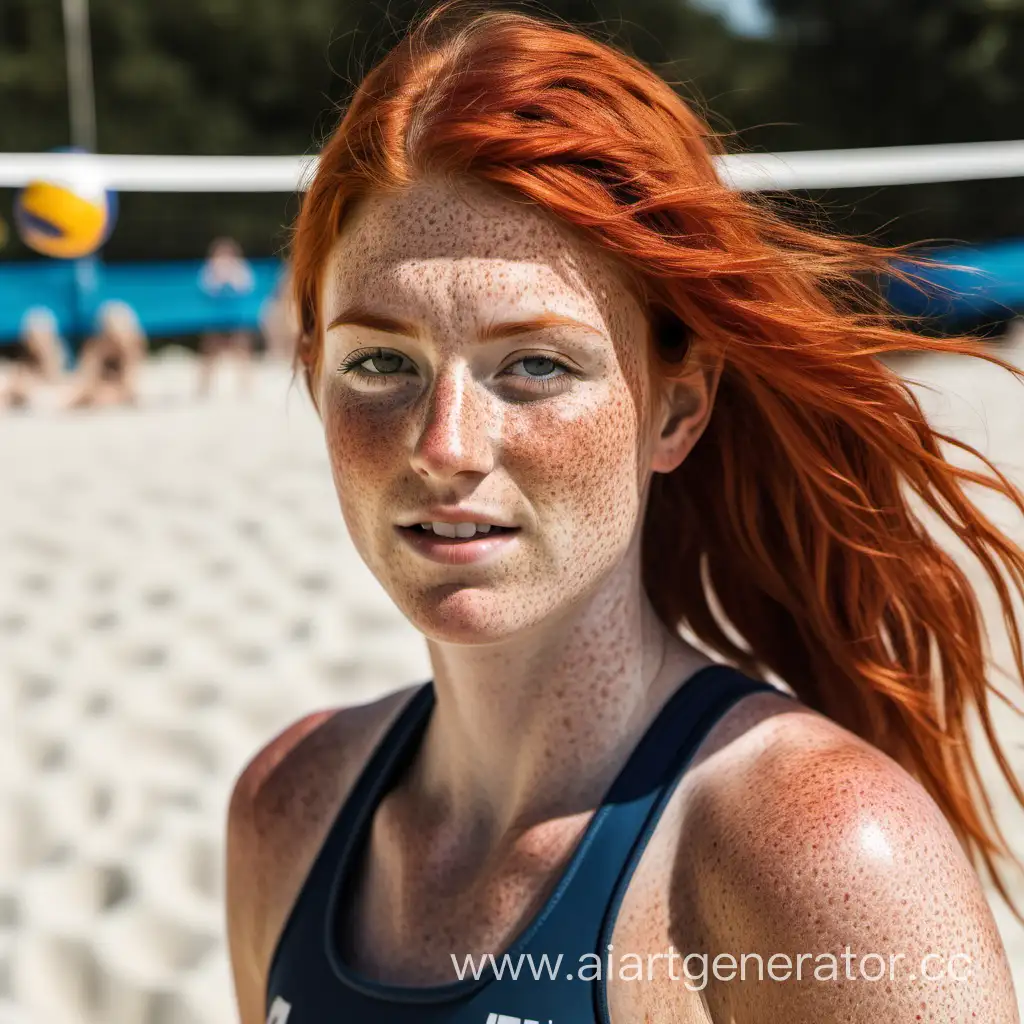 Energetic-RedHaired-Beach-Volleyball-Player-with-Freckles-in-Action