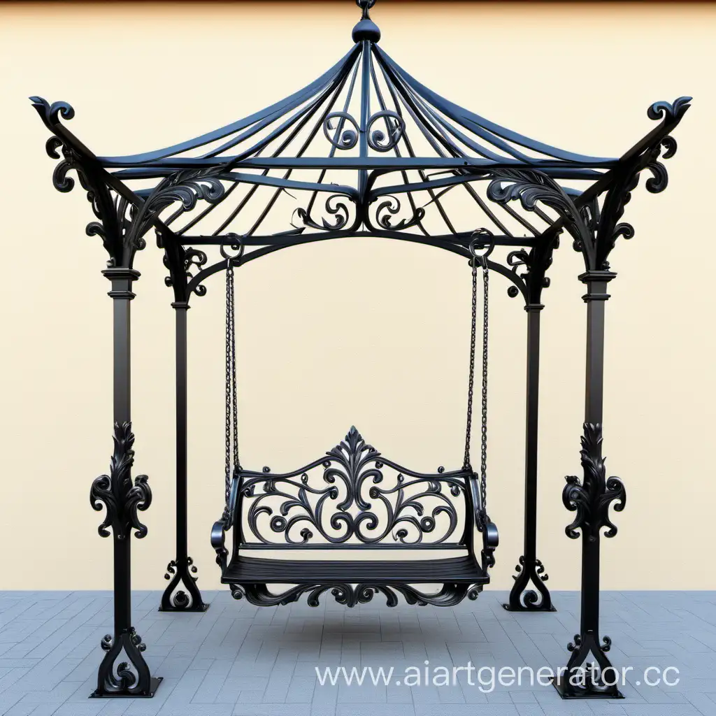 BaroqueStyle-Swings-with-Roof-Elegant-Forged-Playground-Structures