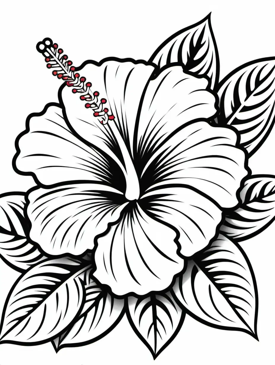 Adorable Hibiscus Coloring Page Simple and Cute Line Art on a White Background