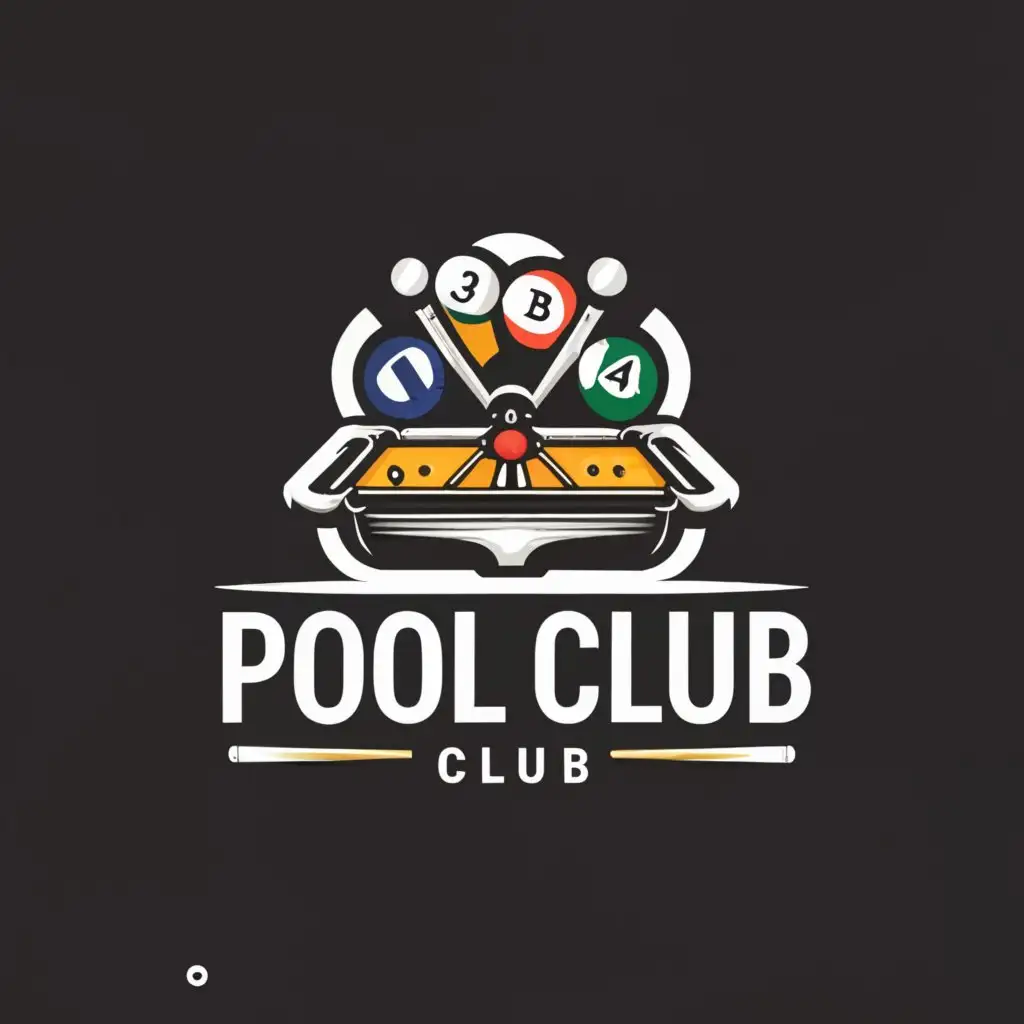 a logo design,with the text "RBZ POOL CLUB", main symbol:POOL TABLE AND POOL BALLS,Moderate,be used in Sports Fitness industry,clear background
