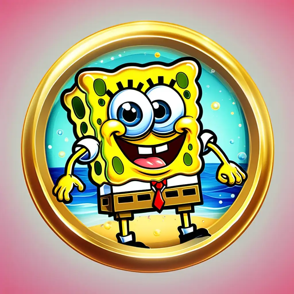 Cheerful Spongebob SquarePants Cartoon Character Circle Icon