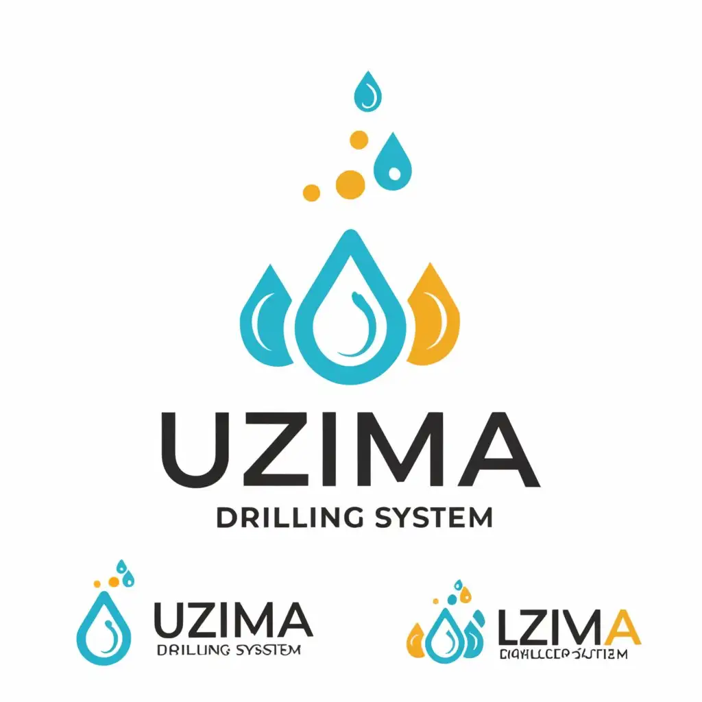 a logo design,with the text "UZIMA BOREHOLE DRILLING SYSTEM", main symbol:water droplets,complex,be used in Nonprofit industry,clear background