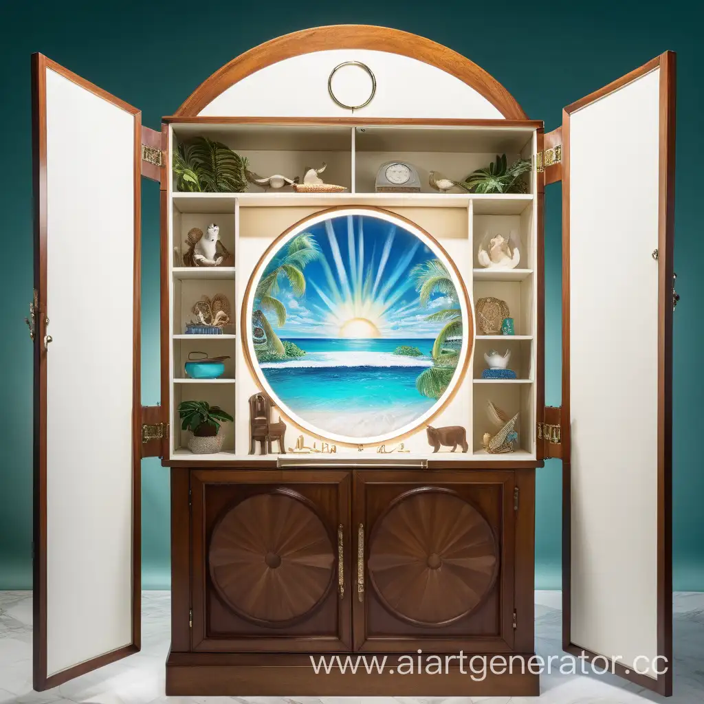 Heavenly-Cabinet-with-Radiant-Halo-Tranquil-Scene-in-Paradise