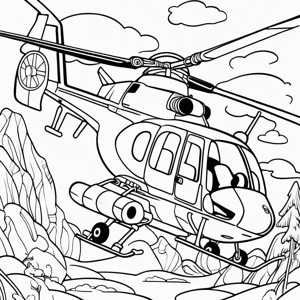 Vibrant Helicopter Coloring Page for Creative Kids