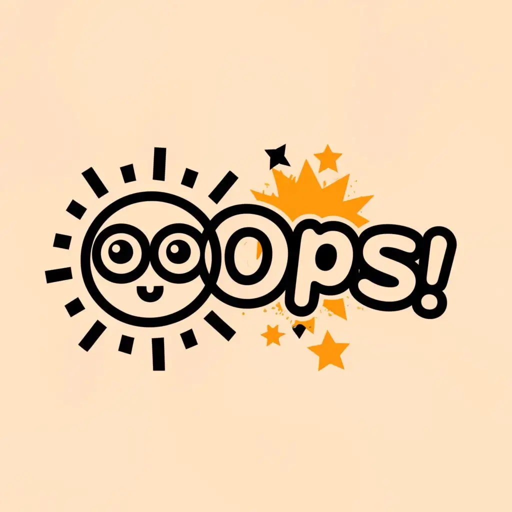 a logo design,with the text "oops", main symbol:surprise，lottery,Minimalistic,clear background