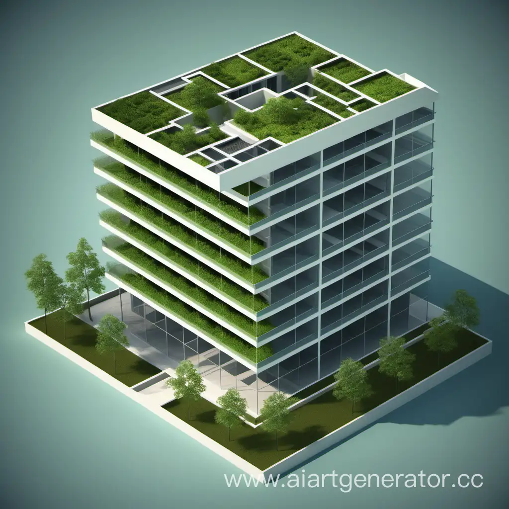 3D схема экологически устойчивого здания