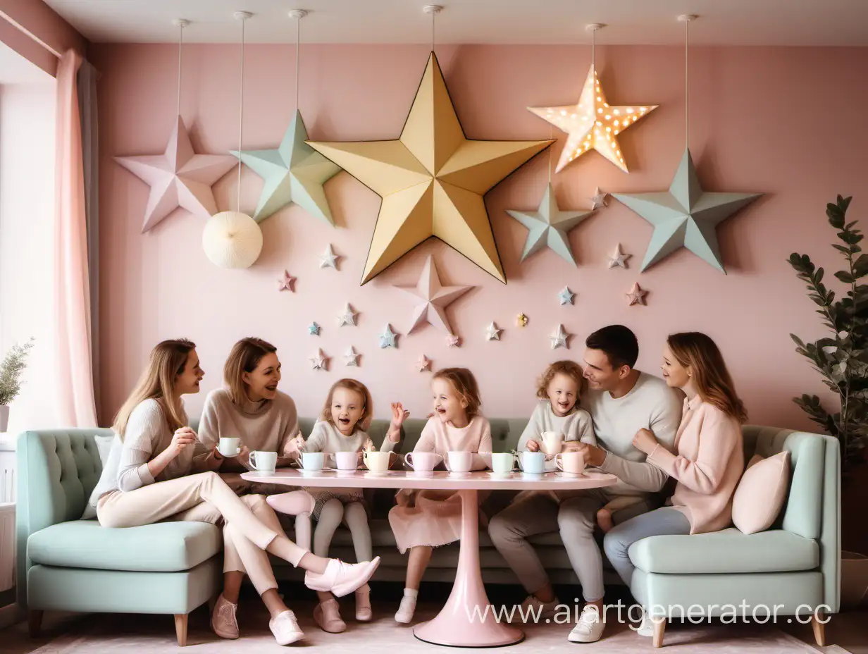 Family-Enjoying-Tea-Together-in-Pasteltoned-Caf-Interior