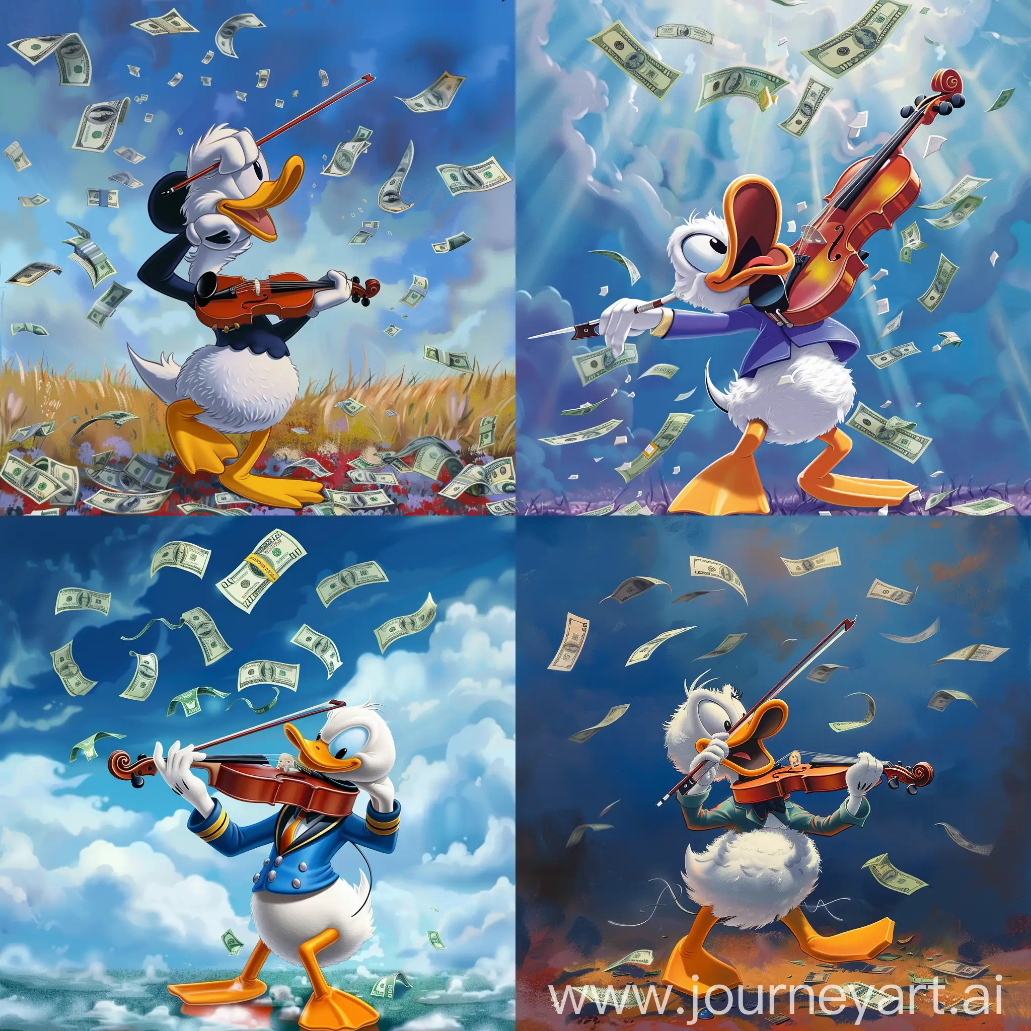 Donald-Duck-Serenades-Under-a-Money-Shower