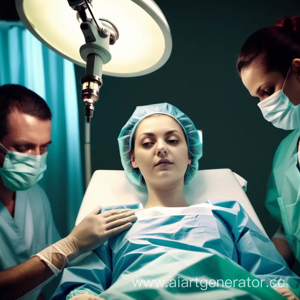 Surgical-Preparation-Young-Woman-on-Operating-Table-with-Illuminated-Surgical-Lamp