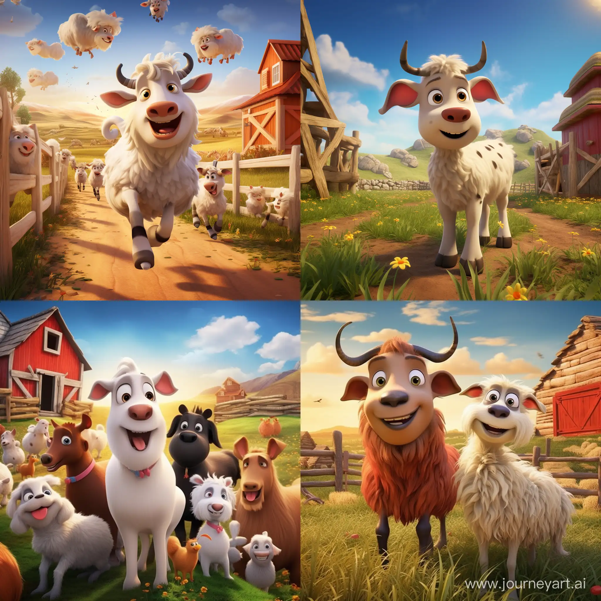 Heartwarming-3D-Animation-Lively-Farm-Tales-with-Cow-Dog-Sheep-and-Chickens