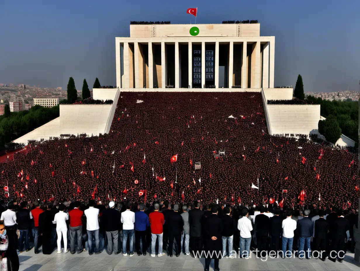 Atatürk'ün anıtı Anıtkabir önünde toplanmış Türk halkı