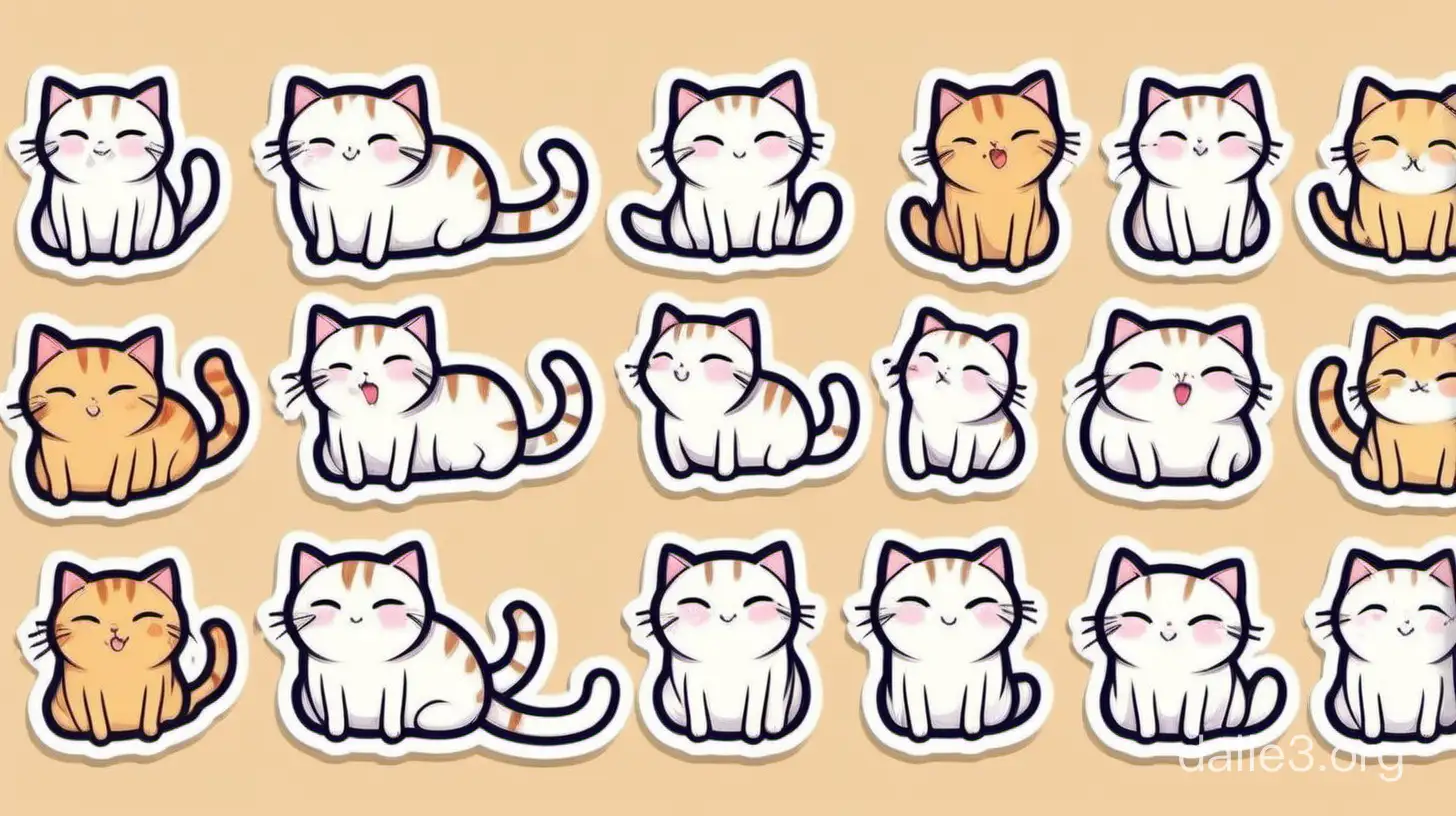 cute cat stickers in different poses