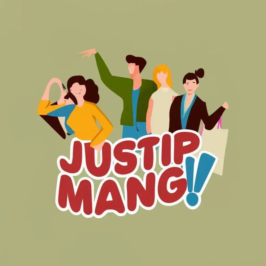 logo, SHOPPING PEOPLE, with the text "JustIp
ManG!", typography, be used in Retail industry