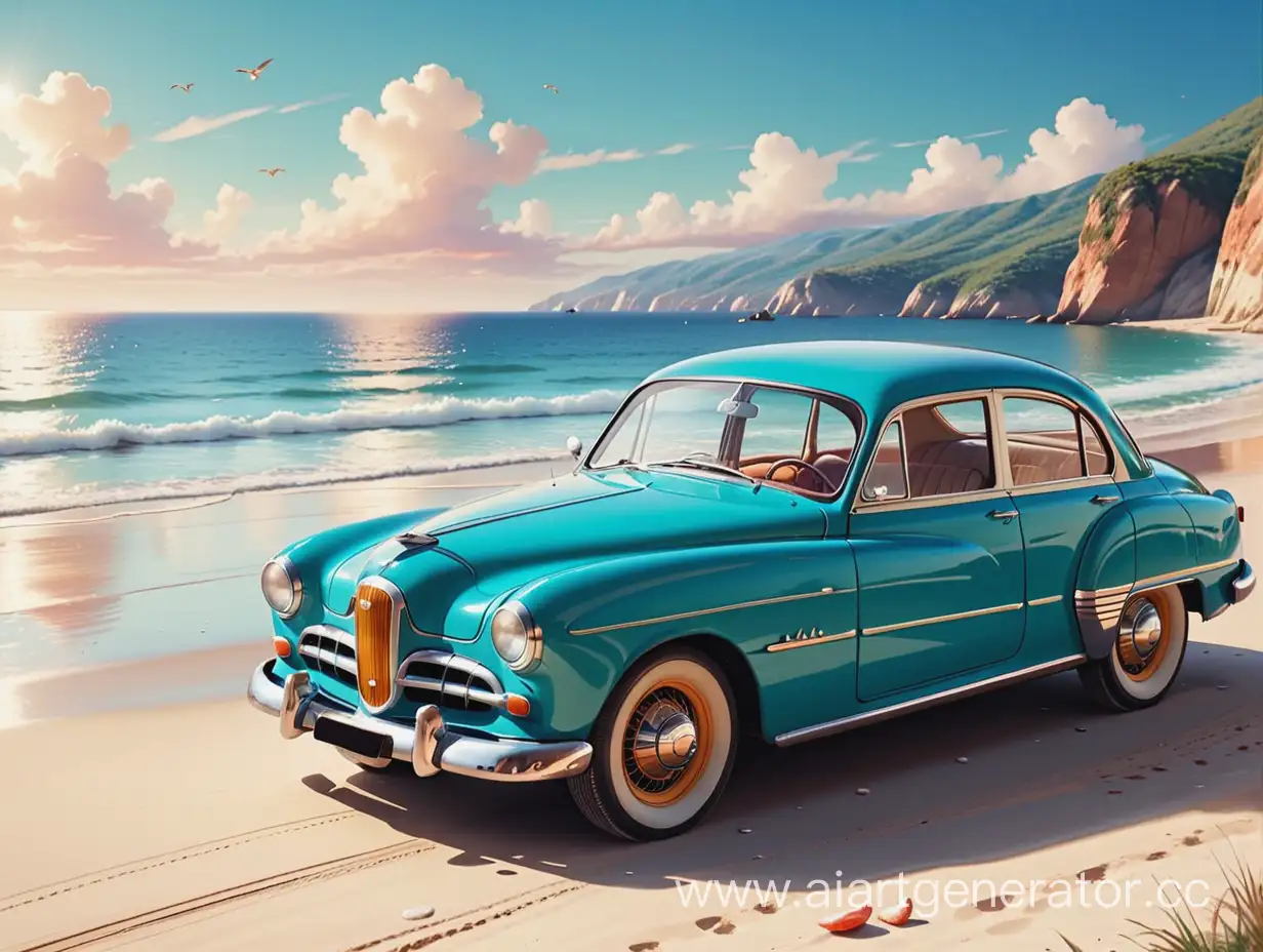 Vintage-Car-Parked-by-the-Seashore
