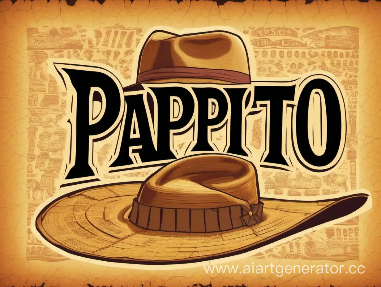 слово PAPITO в стиле постера Индиана Джонса без людей только одно слово