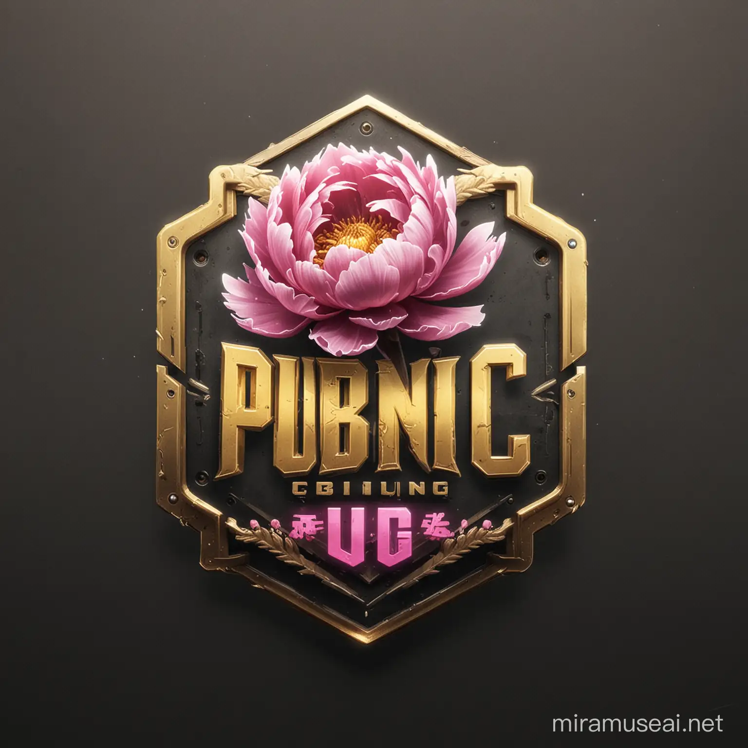 UC PUBG Peonie Logo Gaming Community Emblem with Floral Elegance