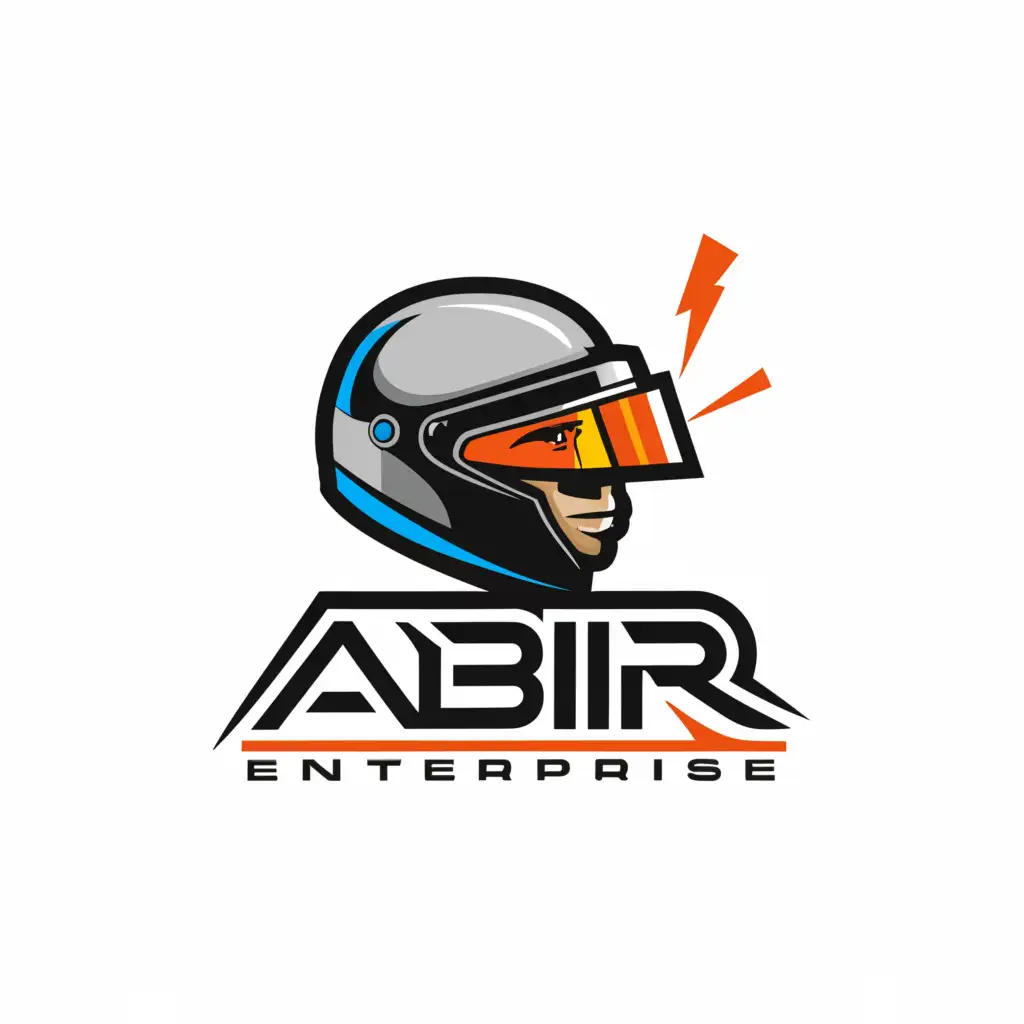 LOGO-Design-For-Abir-Enterprise-Bold-Biker-Helmet-Emblem-on-Clean-Background