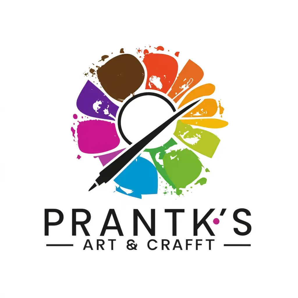 a logo design,with the text "Prantik's Art & Craft", main symbol:Drawing Colour Palte, Drawing Brushes,Moderate,clear background