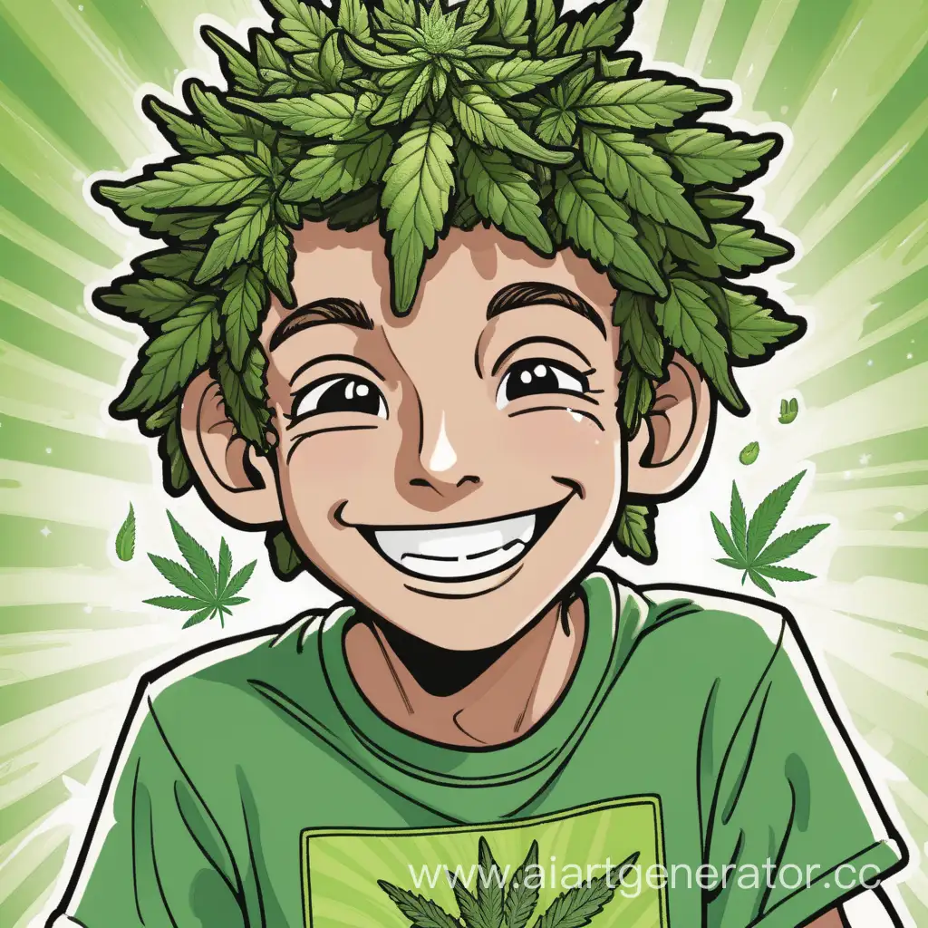 Green Jumpy Jimmy Cannabis smiling boy
