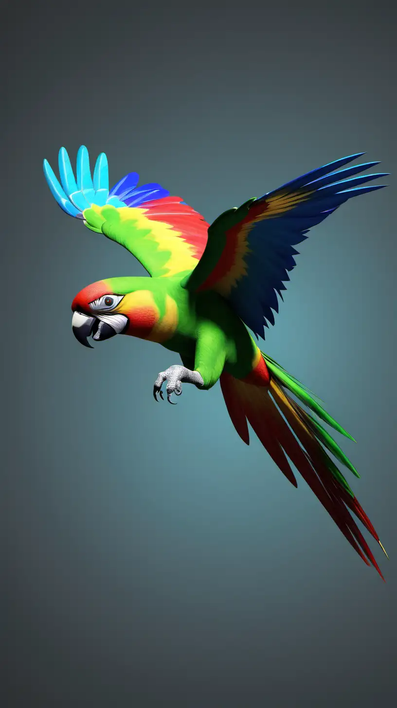 generate a realistic image of a flying colorful parrot
