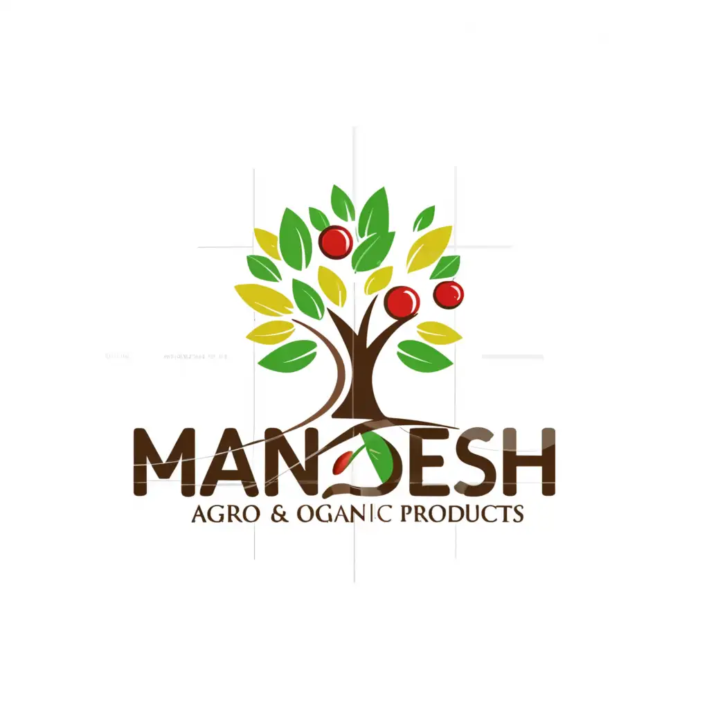 a logo design,with the text "Mandesh Agro and Organic products", main symbol:Green red brown
,Moderate,be used in Sports Fitness industry,clear background