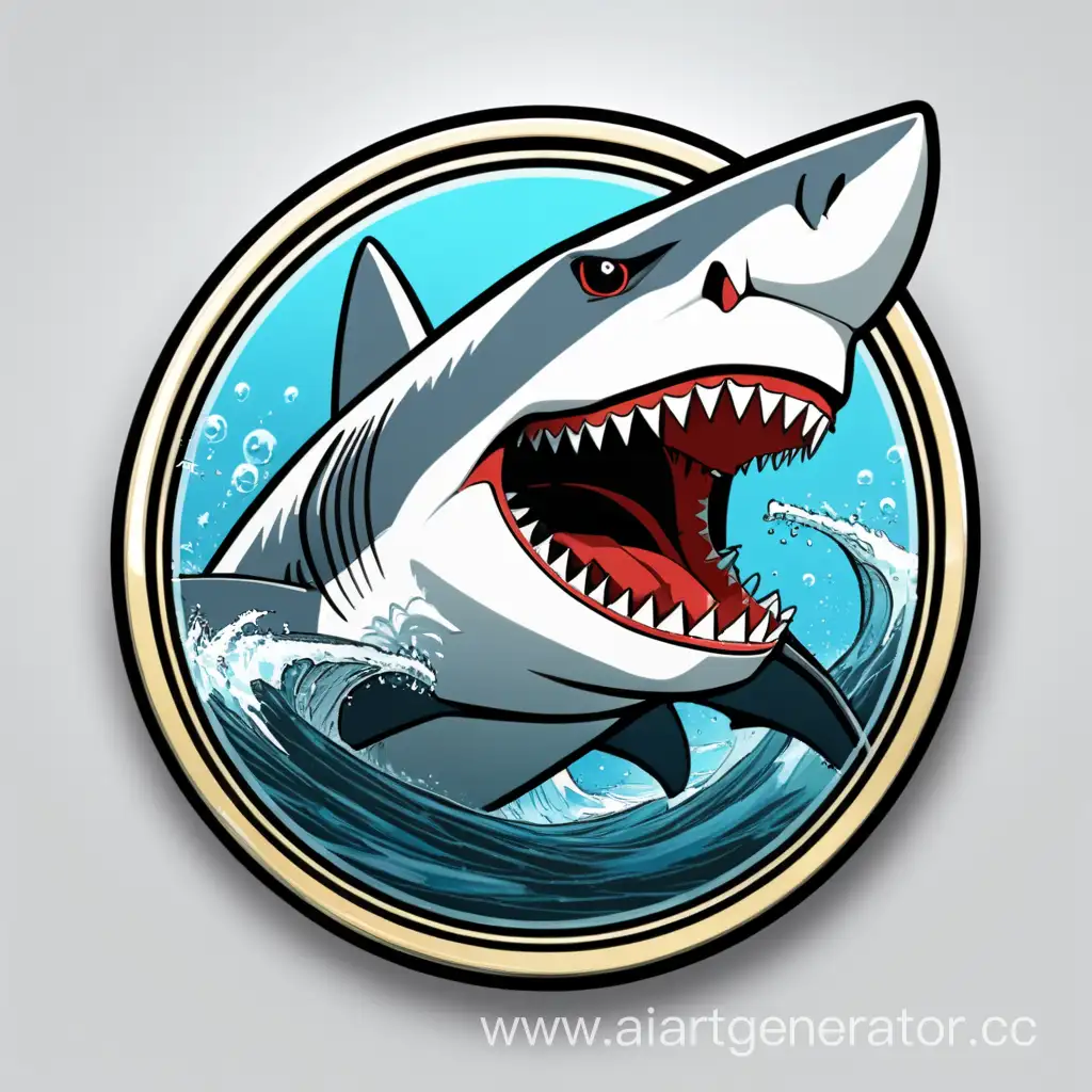 Ferocious-Shark-Attack-Badge-Striking-Oceanic-Predator-Illustration