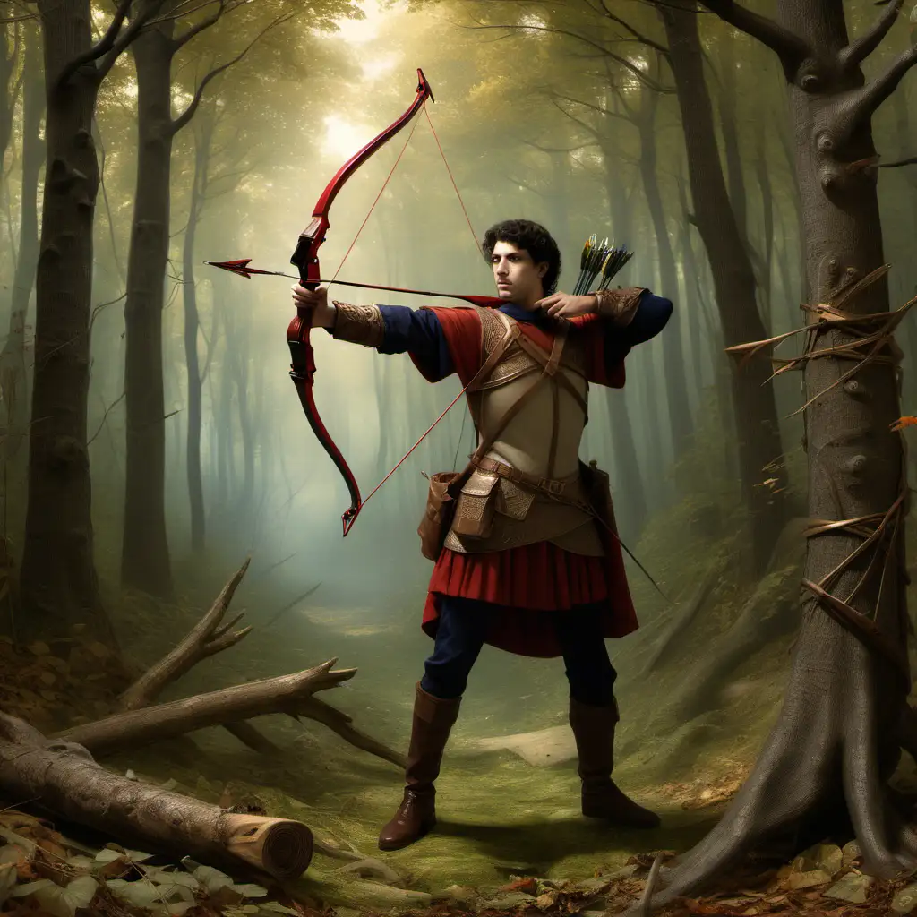 Paris Troyan Prince Forest Hunting with Bow and Arrows