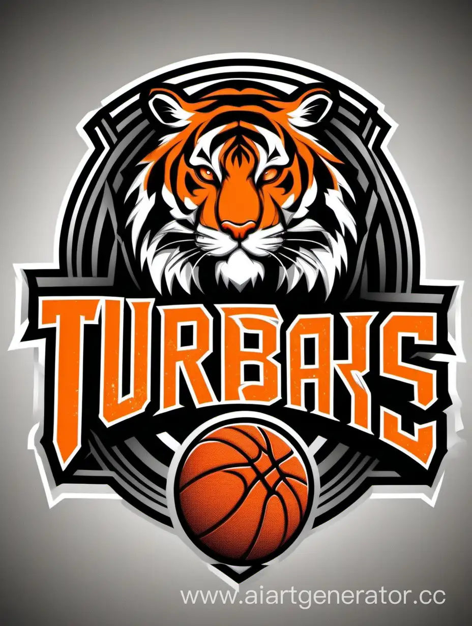 Логотип для баскетбольной команды , оранжевый чёрные и белые тона, тигр , баскетбольное мяч и кольцо, ЮЛБАРЫС