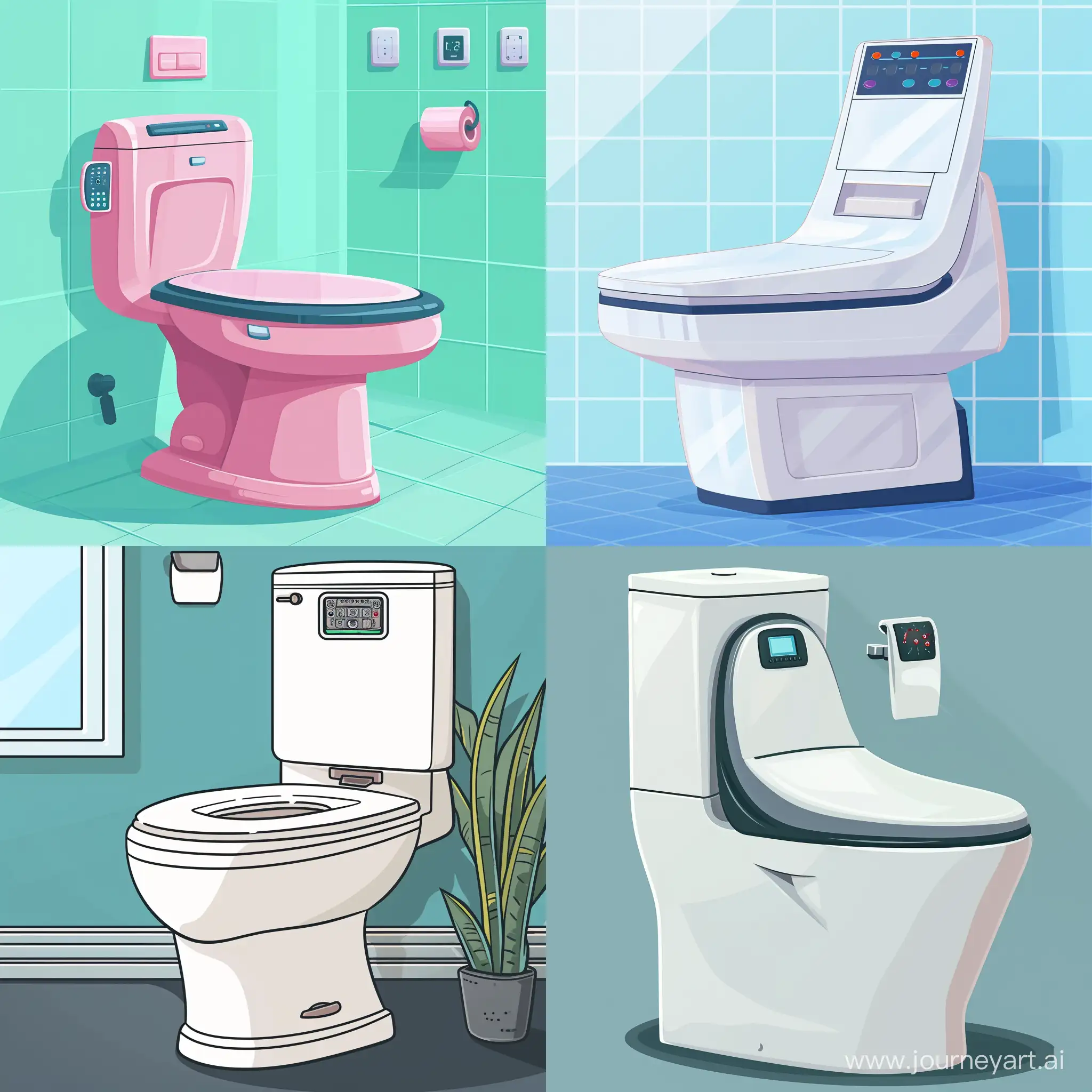 Smart toilet cartoon image,