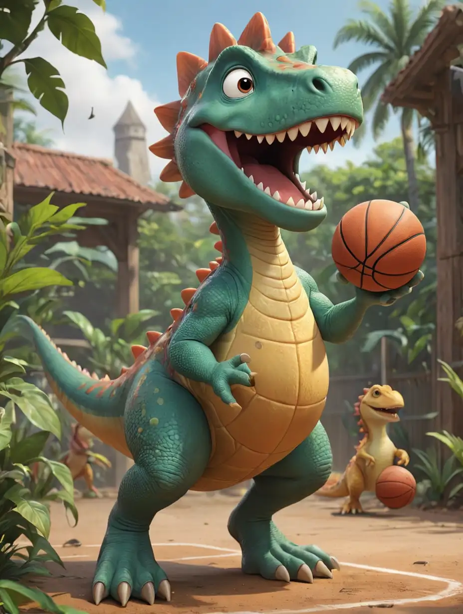 Dinosaur Basketball Game Colorful Jurassic Hoops Fun