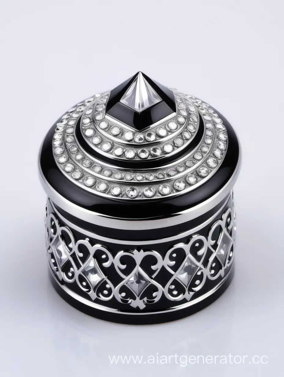 Zamac Perfume decorative ornamental long cap, metallizing finish black and white round diamond on top