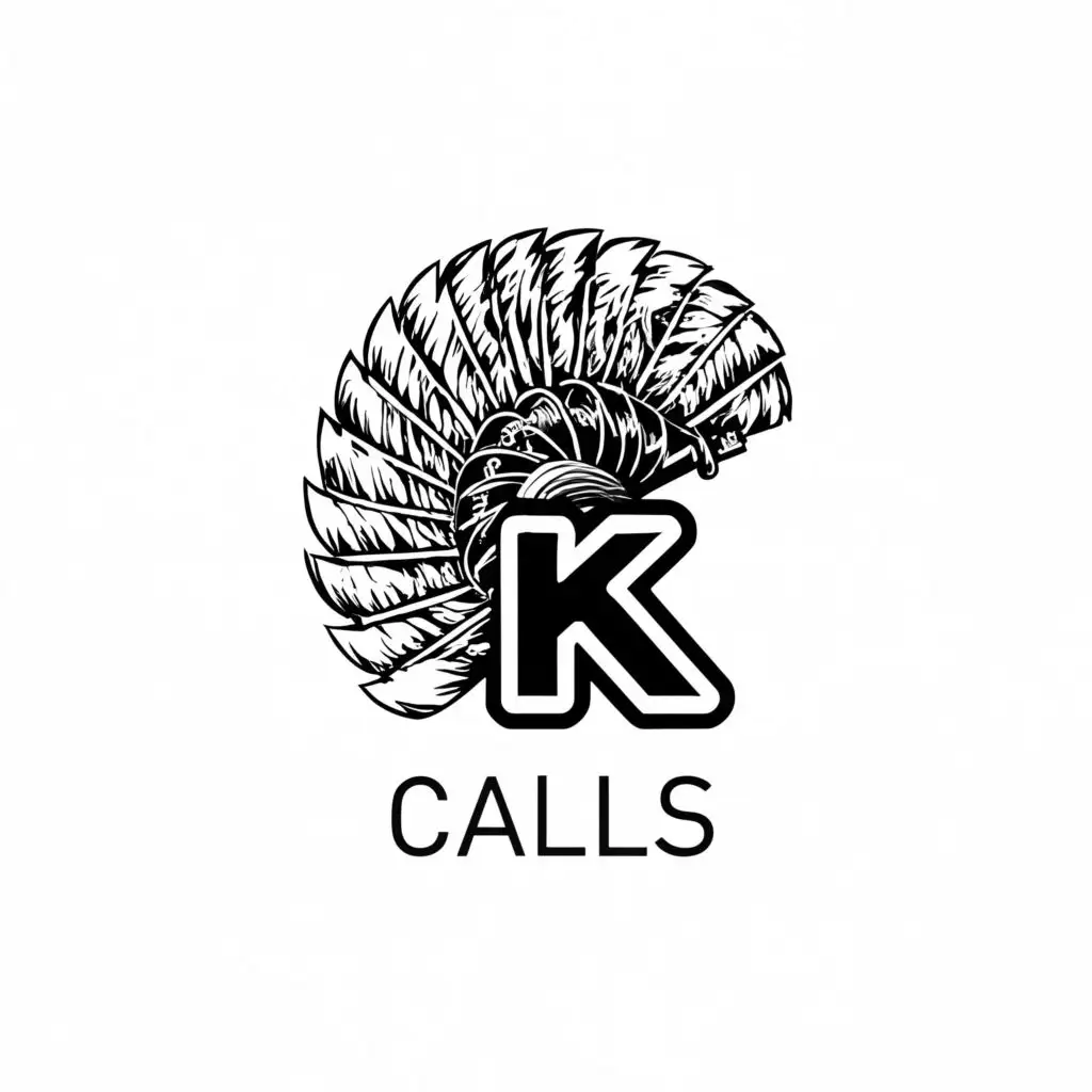 LOGO-Design-For-K-Calls-Dynamic-Letter-K-with-Turkey-Tail-Fan-Accent-for-Sports-Fitness-Industry