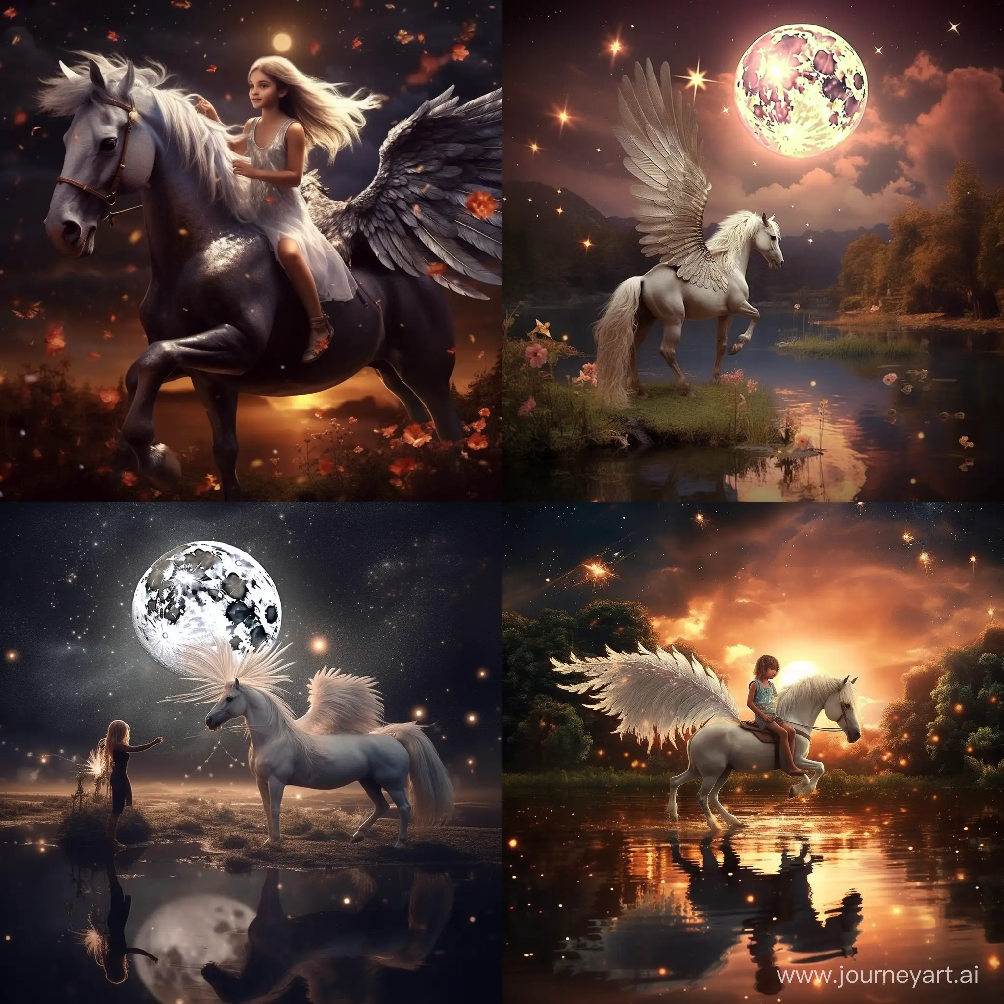 Enchanting-Moonlit-Journey-on-a-Rainbow-Horse-Fairy-Tale-Adventure