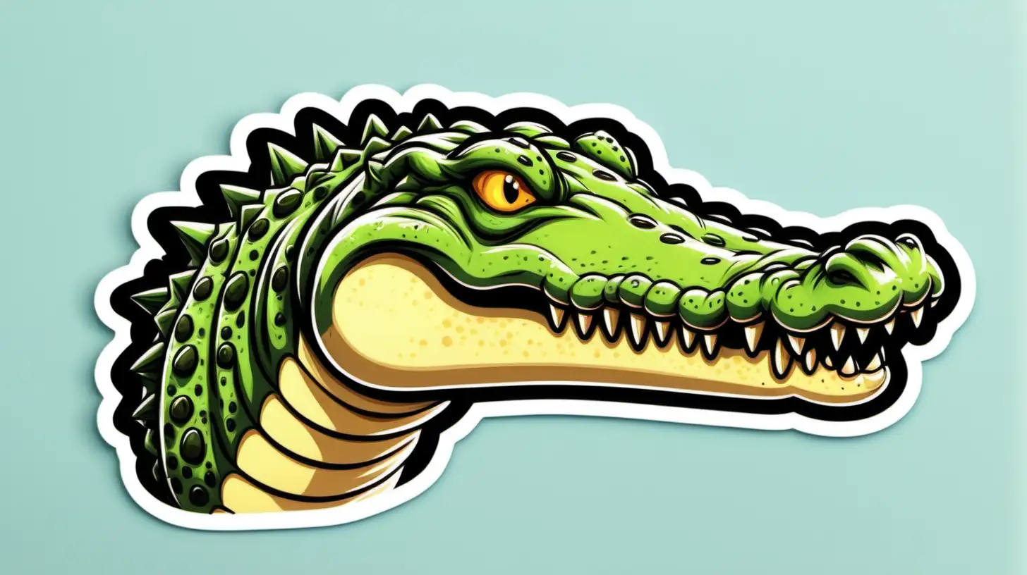 Colorful Crocodile Sticker with Vibrant Jungle Background