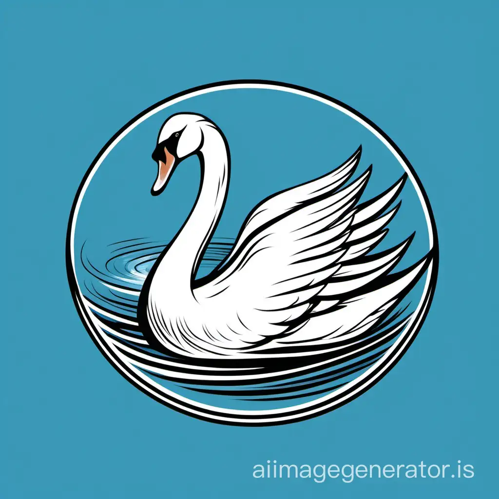 logo, swan, on a blue background, vector drawing