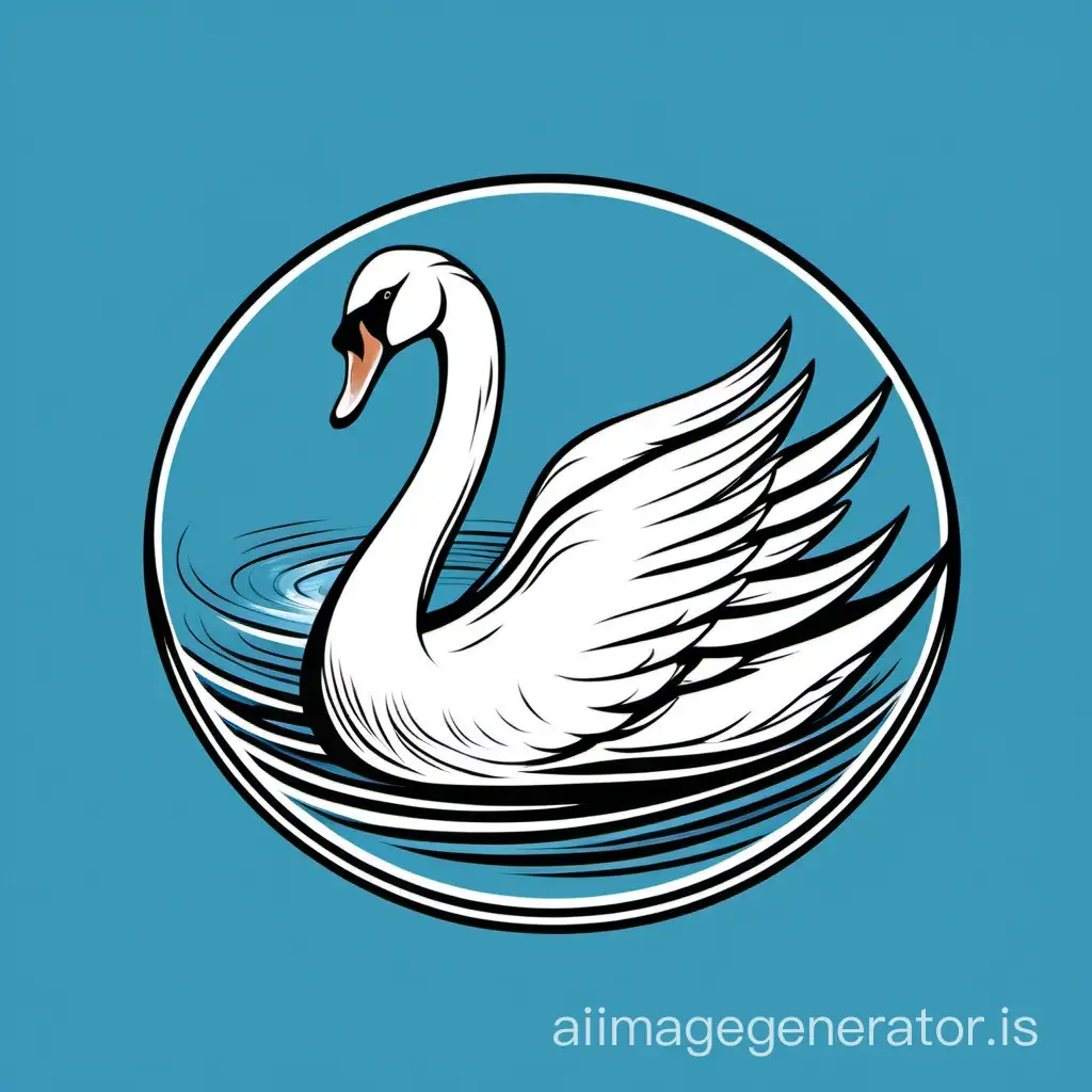 Elegant-Swan-Logo-on-Blue-Background-Graceful-Vector-Drawing