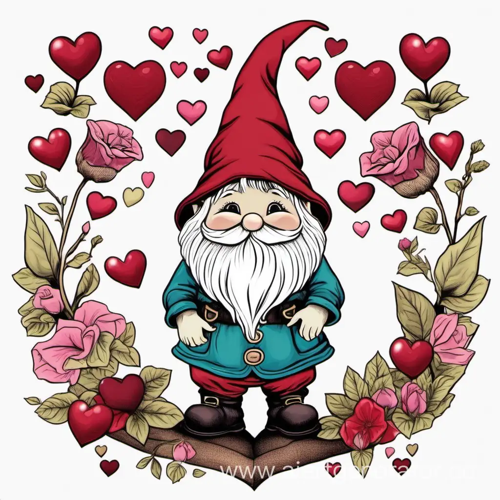 Whimsical-Gnome-with-HeartShaped-Delights-Aesthetic-Illustrations-and-Clipart