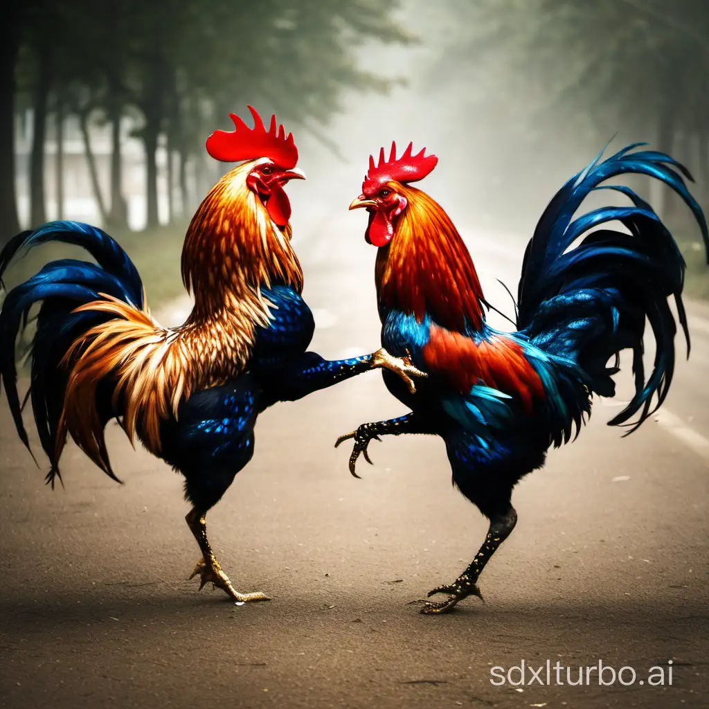 Intense-Rooster-Fight-in-Rustic-Barnyard-Setting