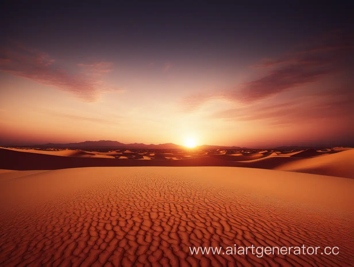Пустыня и с зади красивый закат