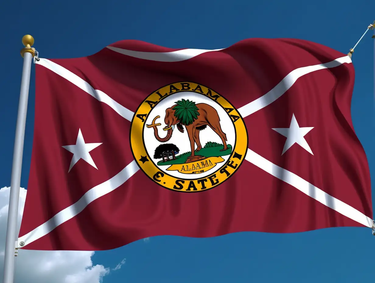 Symbolic Alabama State Flag Flying Proudly