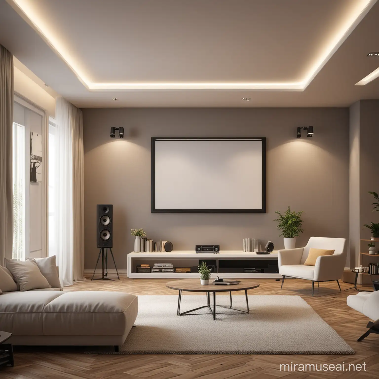 Modern Living Room with Audiovisual Equipment