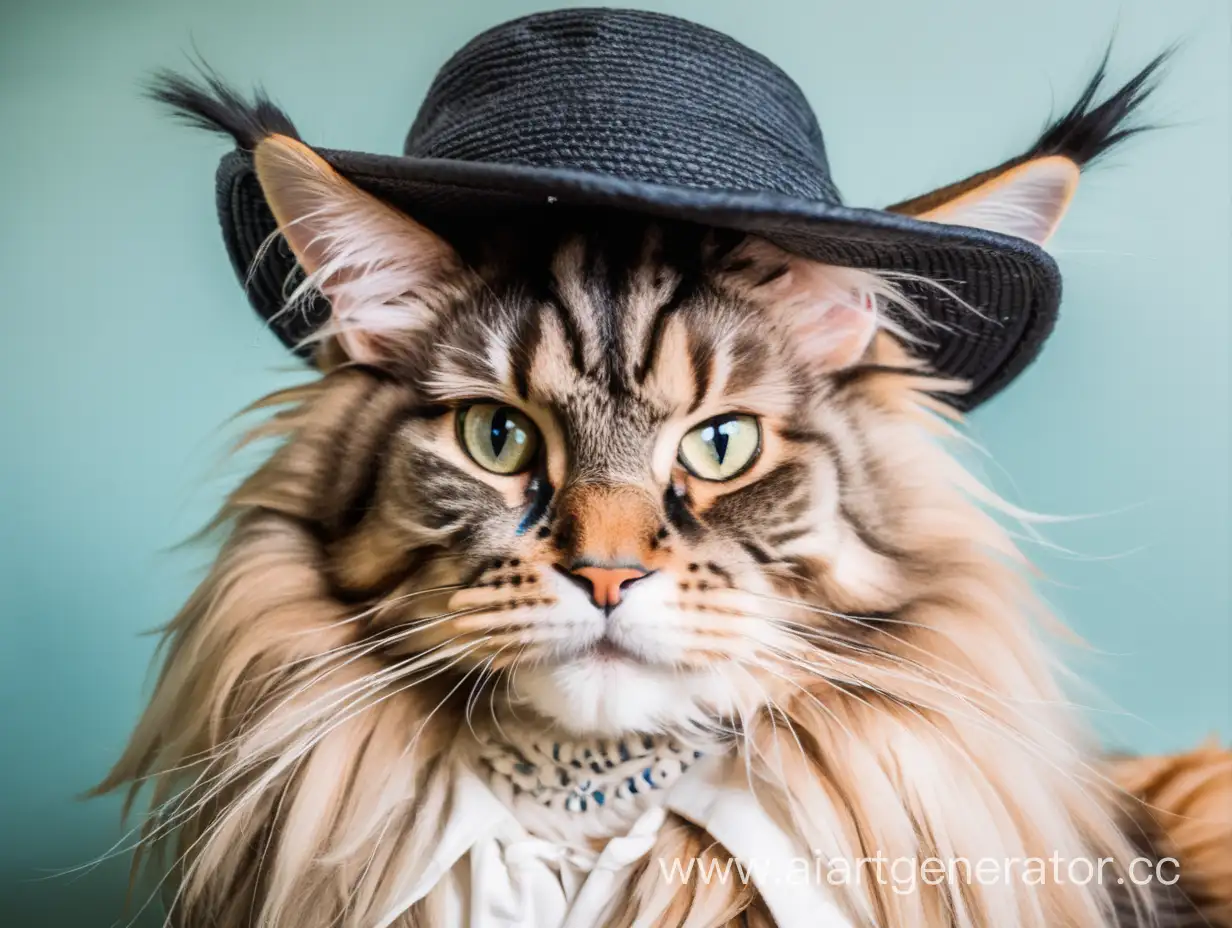 Кот майнкун в шляпе