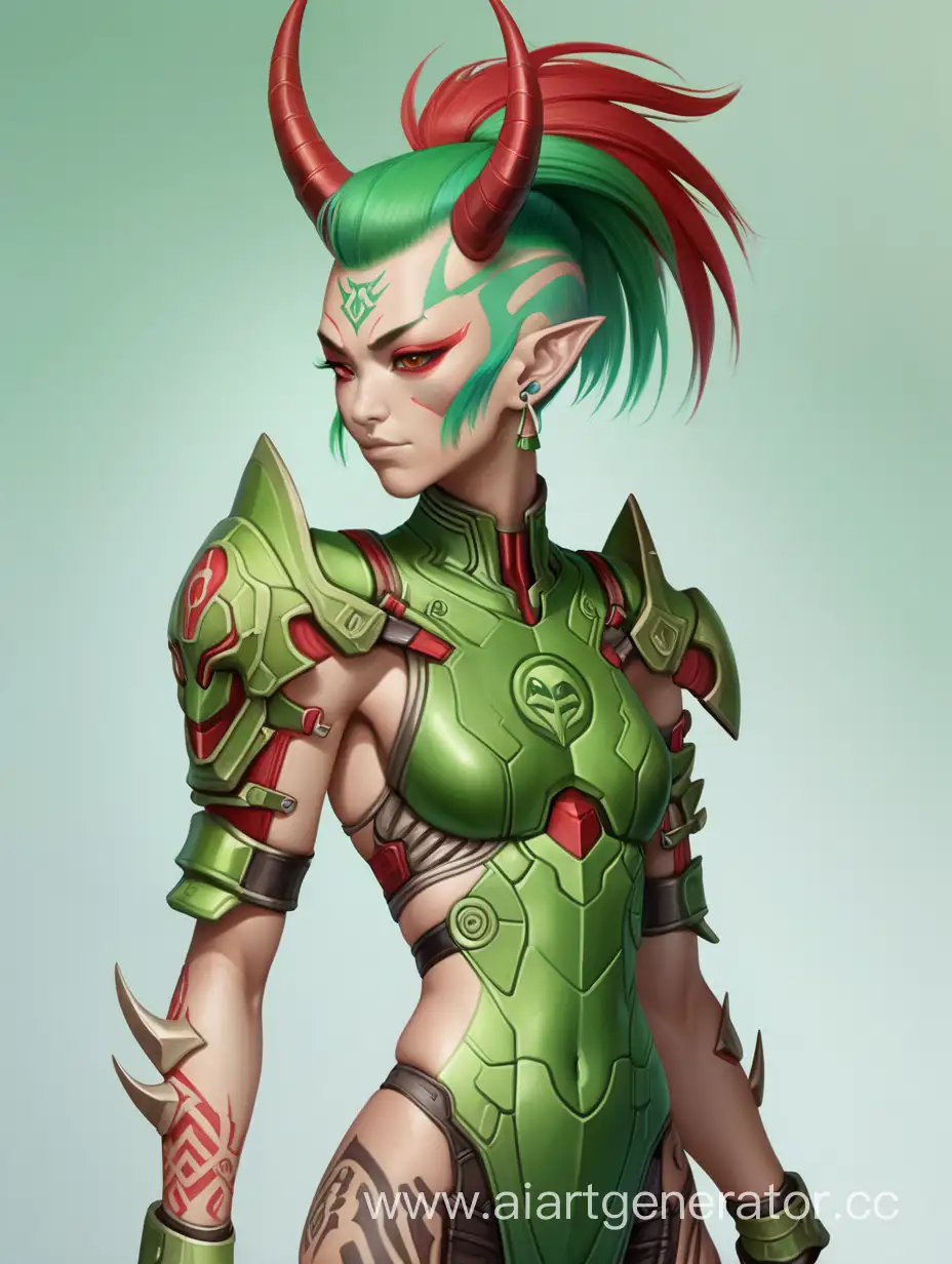 Exotic-Green-Alien-Warrior-Woman-in-Asian-Armor