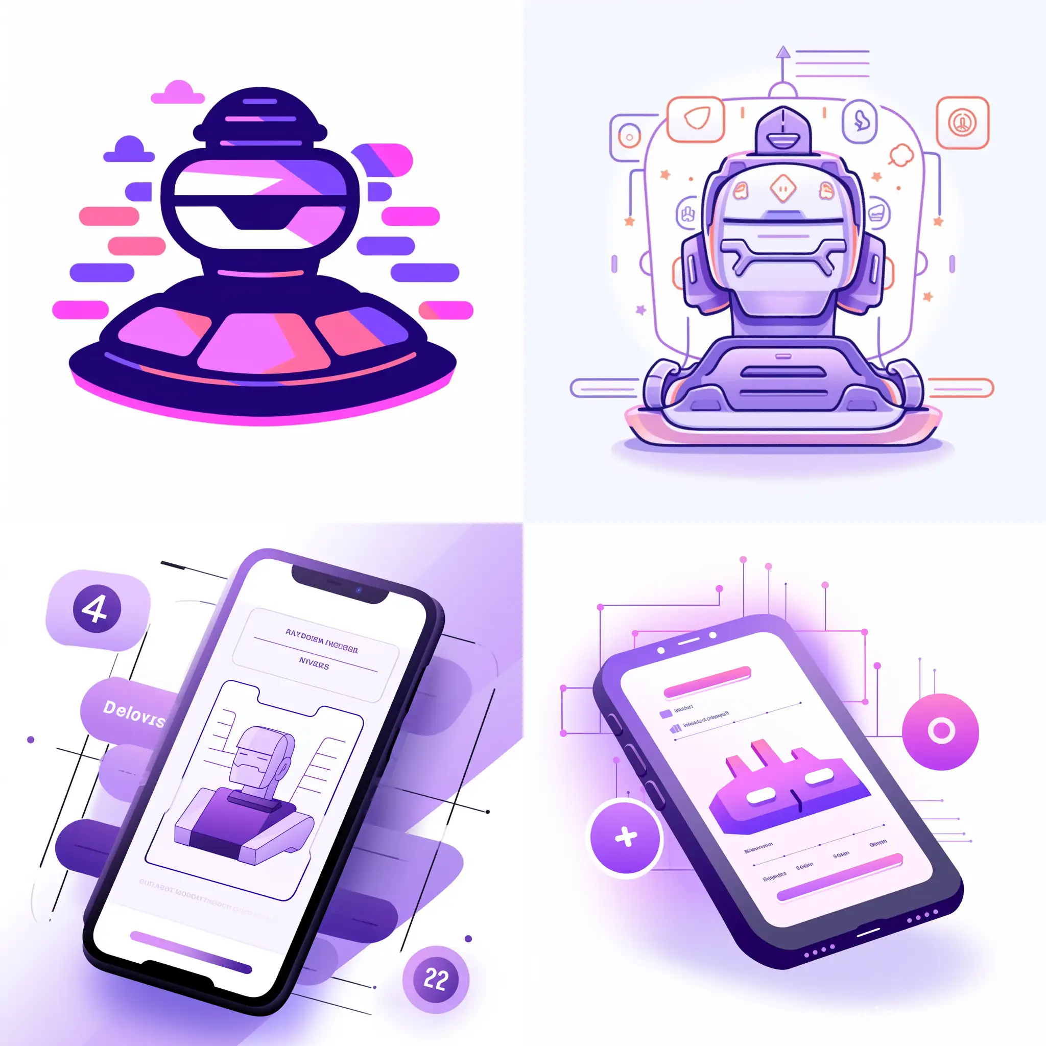 simple ui illustration of an online survey Robot, in the style of soft lines and shapes.abstract.minimalism. gradient color, transparent texture, white background --niji 5