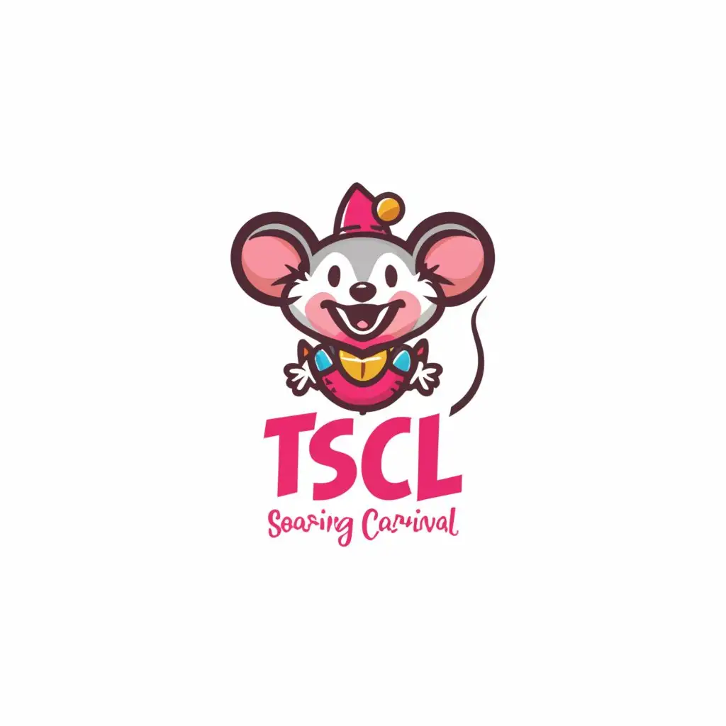 a logo design,with the text "The Soaring Carnival | TSCL |", main symbol:mouse/clown/cute/pink/carnival/circus,Moderate,be used in Home Family industry,clear background